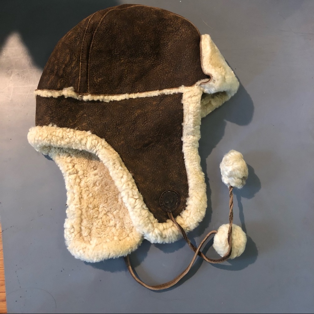 Sold mcri: Timberland shearling Sheepskin suede aviator bomber hat size s